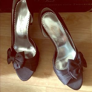 dressy black satin heels